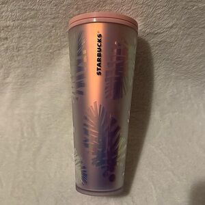 Starbucks Ltd Edt. Holographic Iridescent Palm Leaf Pine Cone PINK Tumbler 24oz